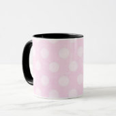 Mug Polka blanche rose personnalisée Boug de café poin (Devant gauche)