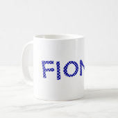 Mug Polka bleu et blanc personnalisé (Devant gauche)