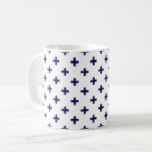 Mug Polka bleu marine croise sur blanc (Devant gauche)