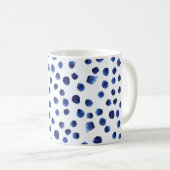 Mug Polka Bleue : Aquarelle Point sans joint. (Devant droit)