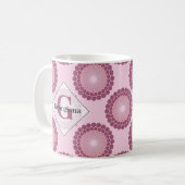 Mug Polka Dot Mandala, Rose Dusky Radiant Personnalisé (Devant gauche)