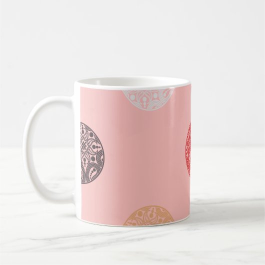Mug Polka dots seamless pattern. Mosaic of ethnic figu (Gauche)