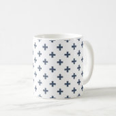 Mug Polka gris-bleu croise sur blanc (Devant droit)