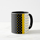Mug Polka gris jaune noir et blanc Point moderne (Devant droit)
