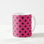 Mug Polka noire croise sur fuchsia (Devant droit)