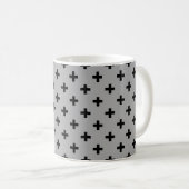 Mug Polka noire croise sur gris (Devant droit)