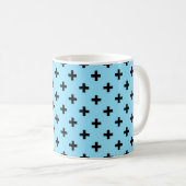 Mug Polka noire croise sur le bleu bébé (Devant droit)
