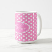 Mug Polka point motif rose et blanc boue (Devant droit)