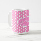 Mug Polka point motif rose et blanc boue (Devant gauche)