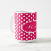 Mug Polka point motif rouge rose et blanc muqueuse (Devant gauche)