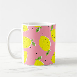 Mug Polka rose citron chaotique : Motif d'agrumes