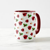 Mug Polka rouge mignon point Ladybug Fleur de margueri (Devant droit)