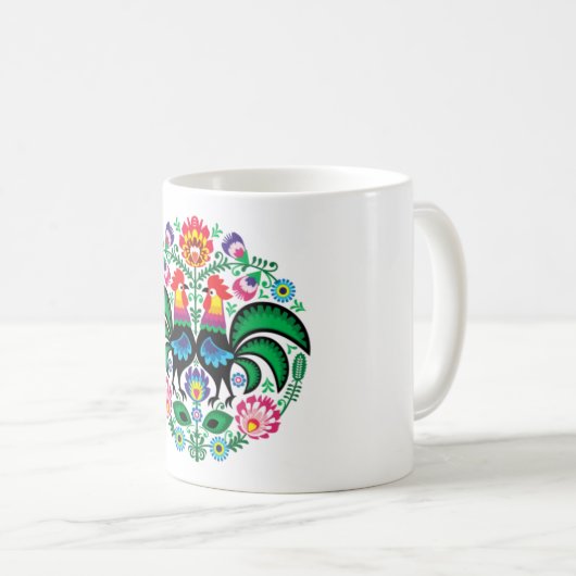 Mug polonais de coq d'art populaire (Devant droit)