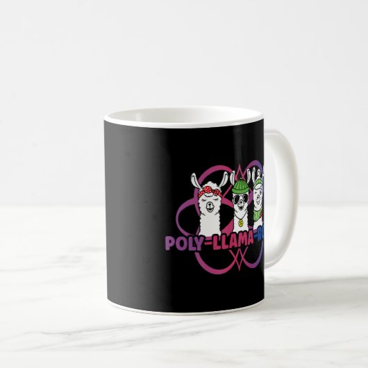 Mug Poly Llama Rous Polyamory Pour Débit Polyamoral (Devant droit)
