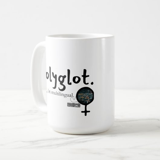 Mug Polyglot multilingue personnalisable (Femmes en te (Devant gauche)