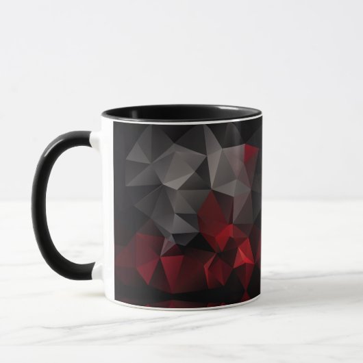 Mug Polygonal, noir et rouge (Gauche)