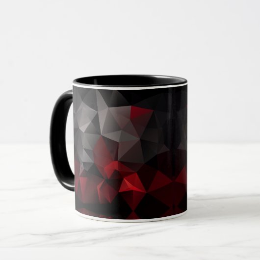 Mug Polygonale, noir et rouge (Devant gauche)