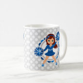 Mug Pom-pom girl Bleue Brunette - Mignonne Cheval (Devant droit)