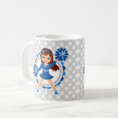 Mug Pom-pom girl Bleue Brunette - Mignonne Cheval (Devant gauche)