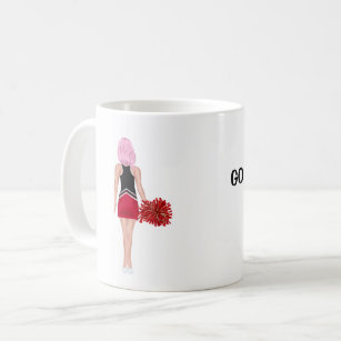 Mug Pom-pom girl personnalisée avec cheveux roses Café