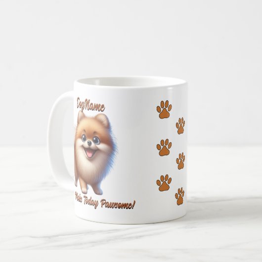 Mug Pomeranian - Ajouter le nom du chien, modifier le  (Devant gauche)