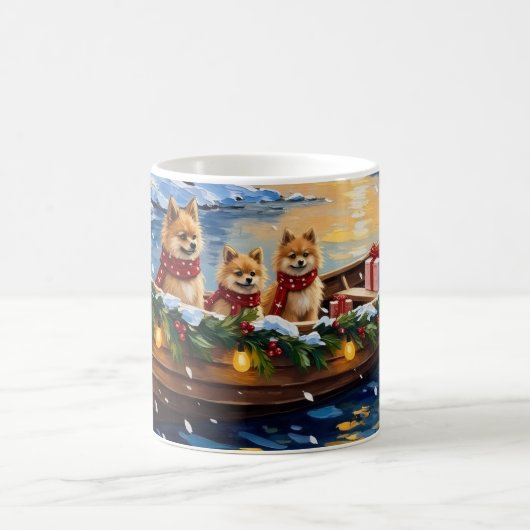 Mug Pomeranian Christmas Boat Holiday (Centre)