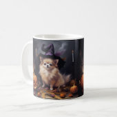 Mug Pomeranian Citrouilles Halloween Épouvantable (Devant gauche)