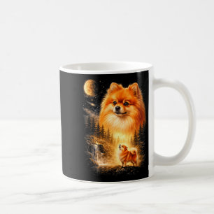Mug Pomeranian hurle à la lune vintage mystique fait