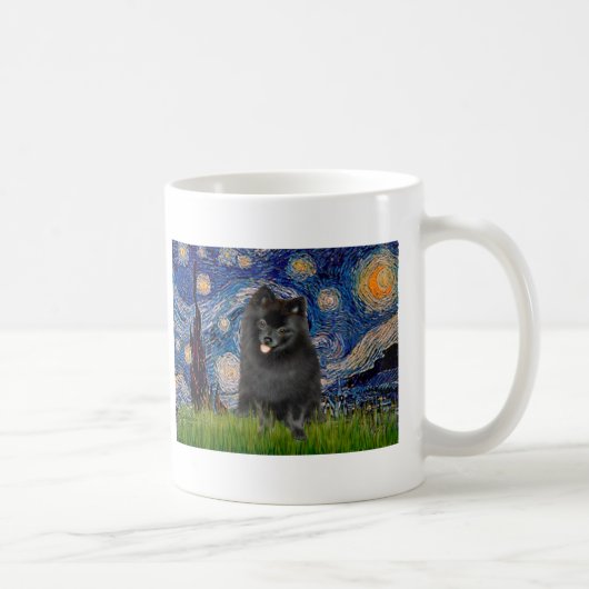 Mug Pomeranian (noir) - Nuit étoilée (Droite)