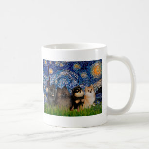 Mug Pomeranians (quatre) - Nuit étoilée