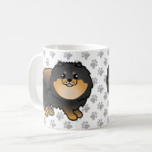 Mug Poméranie Noire Et Tan Cute Cartoon Chien Et Pâtes (Devant gauche)