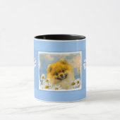 Mug Poméranien dans Daisies Peinture - Art Chien origi (Centre)
