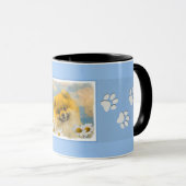 Mug Poméranien dans Daisies Peinture - Art Chien origi (Devant droit)