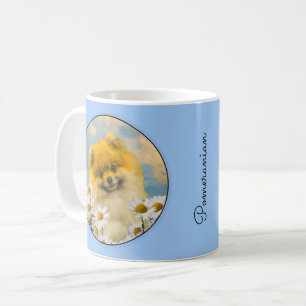 Mug Poméranien dans Daisies Peinture - Art Chien origi