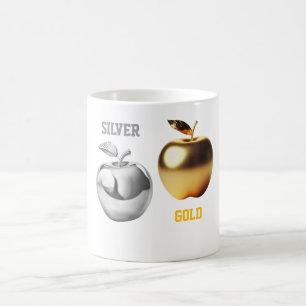 Mug pomme argent et or