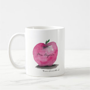 Mug Pomme avec le nom de l'enseignant, de l'étudiant,