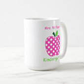 Mug Pomme de professeur à pois rose et vert (Devant droit)