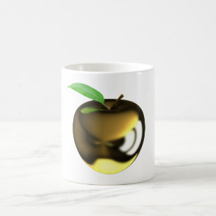 Mug Pomme dorée avec feuille brillante métallique