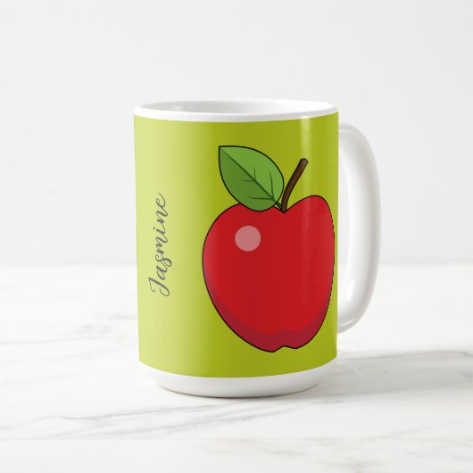 Mug Pomme rouge | Ajouter un nom propre (Devant droit)