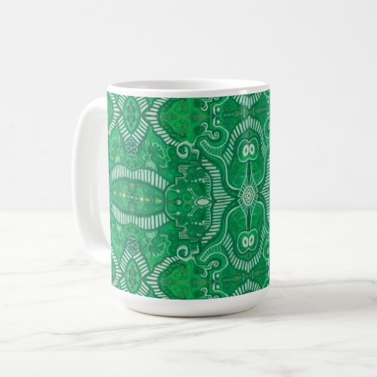 Mug Pomme Strid Bohemian Boho Arabesque Motif Vert (Devant gauche)