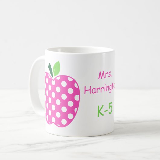 Mug Pommes à points rose et vert Polka (Devant gauche)