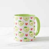 Mug Pommes de coeur avec le pois et les coeurs roses (Devant droit)