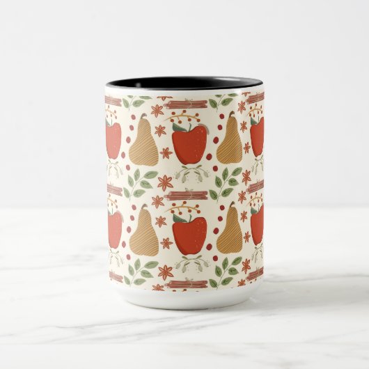 Mug Pommes et poires automnales rustiques (Centre)