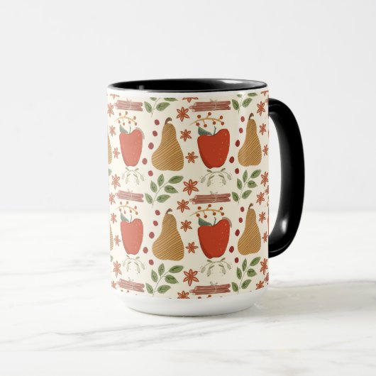 Mug Pommes et poires automnales rustiques (Devant droit)