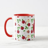 Mug Pommes rouges, fleurs Nom de l'enseignant personna (Gauche)