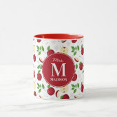 Mug Pommes rouges, fleurs Nom de l'enseignant personna (Centre)