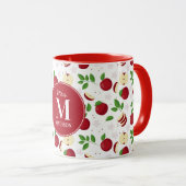 Mug Pommes rouges, fleurs Nom de l'enseignant personna (Devant droit)