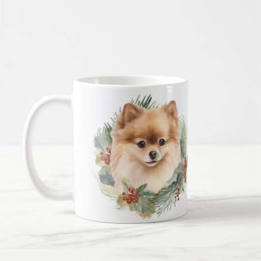 Mug Pompe Poméranienne de la couronne de Noël (Gauche)