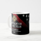 Mug Pompier de l'année Logo de l'employé Ligne rouge (Devant gauche)