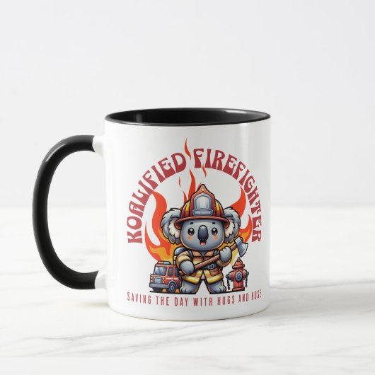 Mug Pompier Koalifié / Pompier avec feu et flammes (Gauche)
